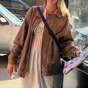 brown leather burberry jacket